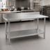 Thumbnail image #2 for Eagle Group Budget Series 84-Inch x 30-Inch Work Table with 4-1/2-Inch Backsplash, 430 Stainless Steel Top, and Undershelf