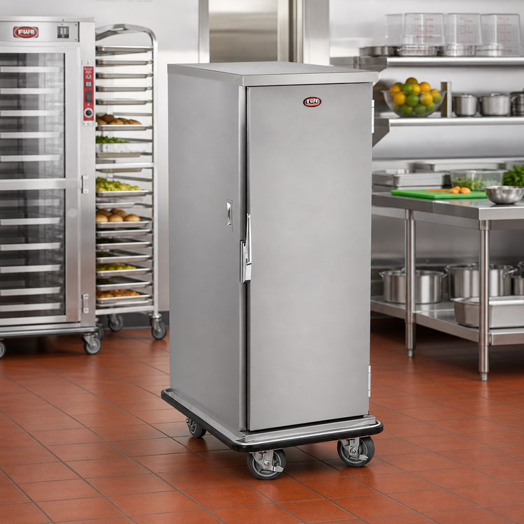 Product image #3 for FWE Intermediate Height Enclosed Non-Heated Non-Insulated Stainless Steel Pan Transport Cabinet with 11 Removable Slides