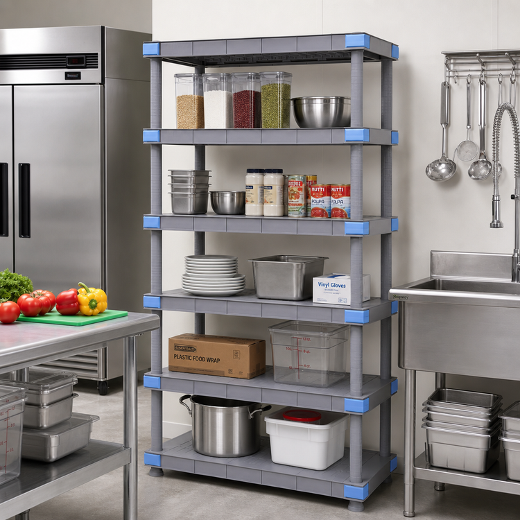 Product image #2 for Quantum Millenia 72-Inch x 21-Inch x 62-Inch Gray Polymer Shelving Unit with 5 Solid Shelves