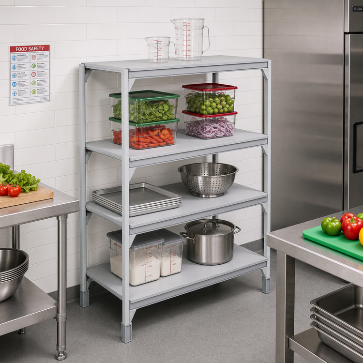 Product image #3 for Cambro Camshelving Premium 21-Inch Deep x 42-Inch Wide 4-Shelf Solid Shelf Kit