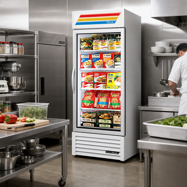 Product image #2 for True 30-Inch One-Section Glass Door Freezer Merchandiser with Hinged Door