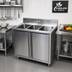 Thumbnail image #2 for 36-Inch Three Compartment Stainless Steel Sink Cabinet with Hinged Doors