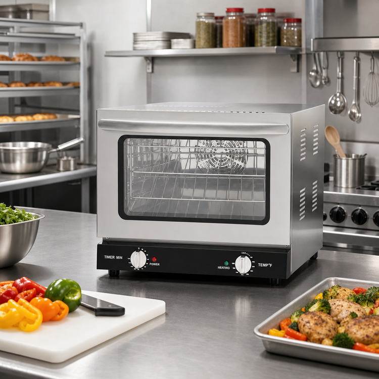 Product image #2 for Omcan Countertop Quarter-Size Electric Convection Oven, 0.74 Cu. Ft., 120V