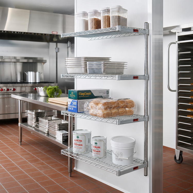 Product image #2 for Eagle Group 4-Tier Add-On Wire Shelving Unit, 24 x 21 x 74 Inches, Chrome-Plated