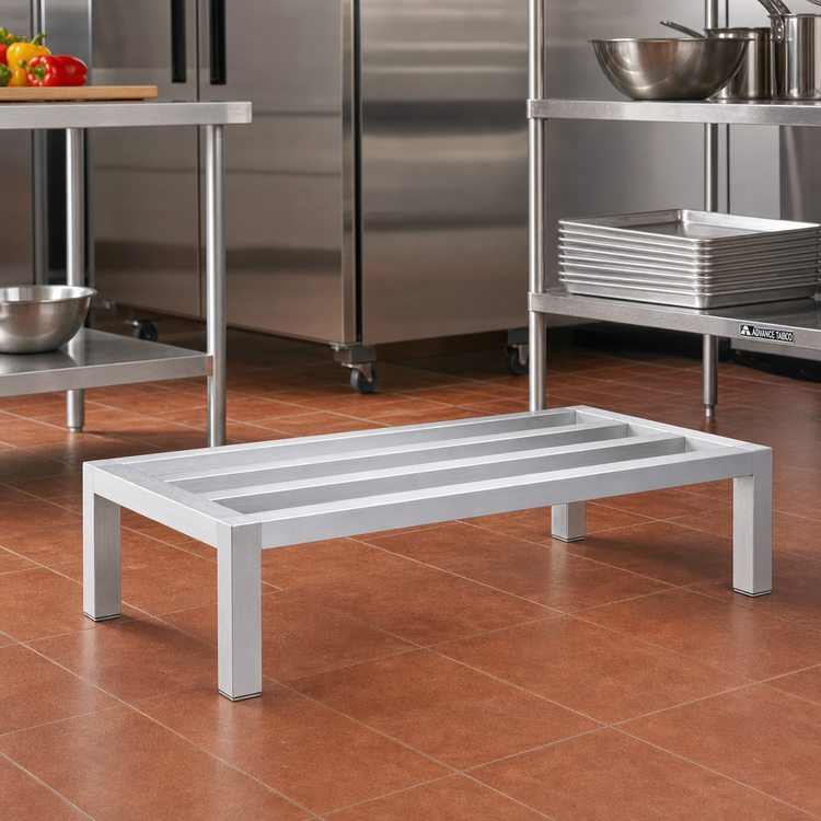 Product image #2 for Advance Tabco Special Value Series One-Tier Aluminum Square Bar Dunnage Rack, 36 x 20 x 12 Inches, 1,500 lb. Capacity