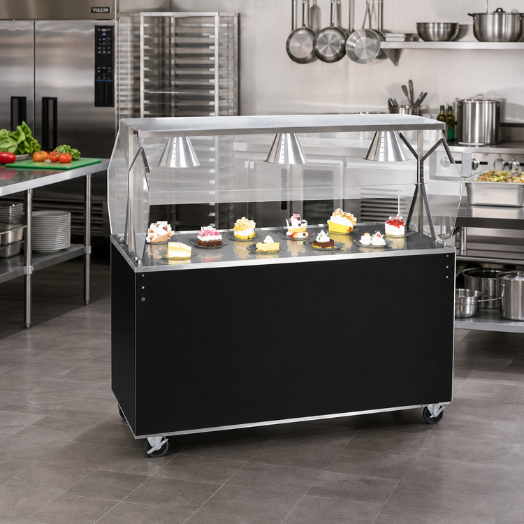 Product image #2 for Vollrath 2-Series Affordable Portable 46-Inch Mobile Utility Station with Solid Base and Buffet Breath Guard Lights
