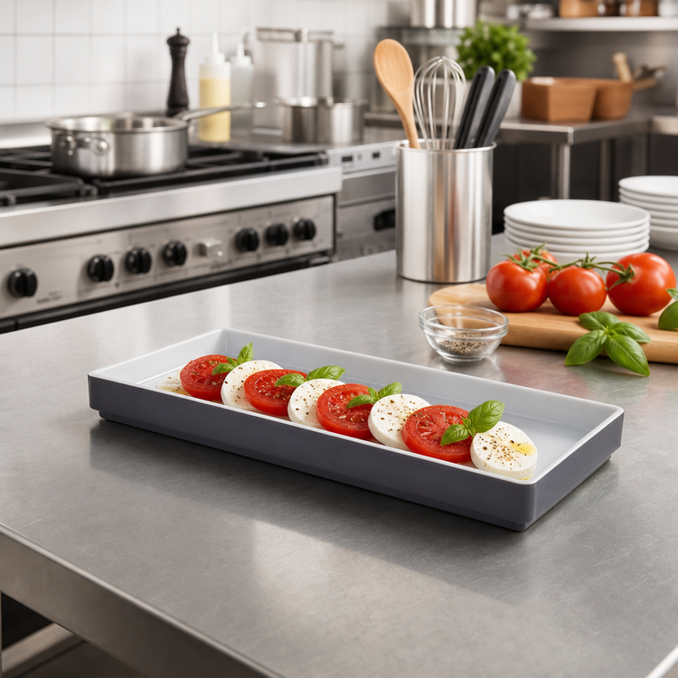 Product image #2 for American Metalcraft Unity Collection 10-Inch Rectangular Melamine Serving Platter, Graphite