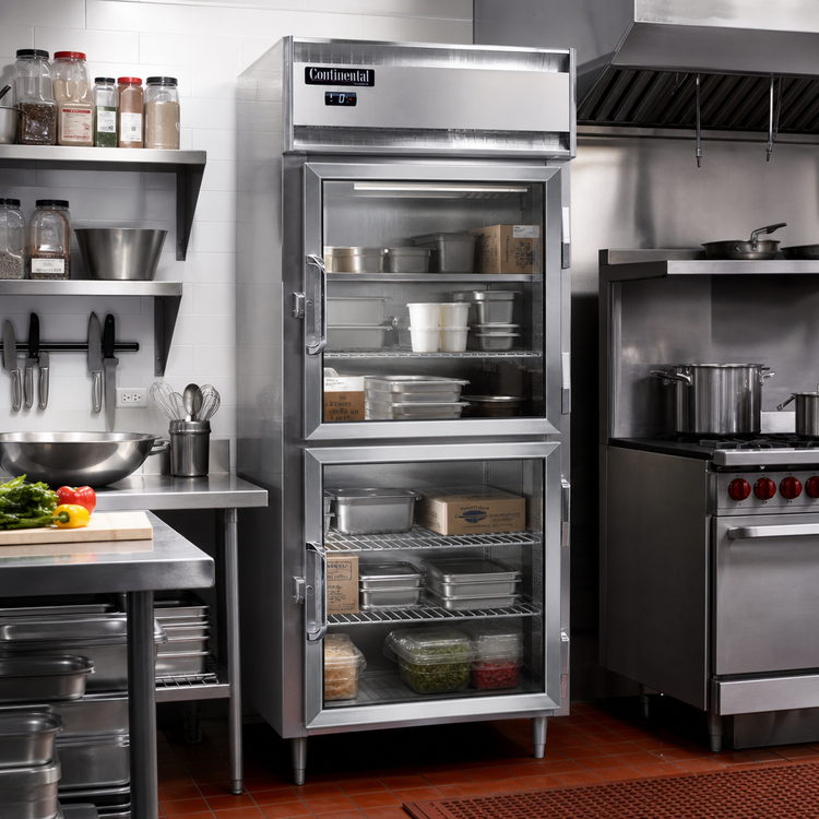 Product image #2 for Continental Refrigerator D1FXNSSGDHD Designer Line Extra-Wide Reach-In Freezer with Half-Height Glass Doors