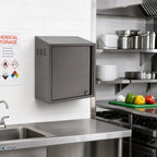 Thumbnail image #2 for Eagle Group WCH4-24C-L Wall-Mounted Stainless Steel Chemical Storage Cabinet, Enclosed, Sloped Top, Left-Hinged Door, 24 x 15 x 28 Inches