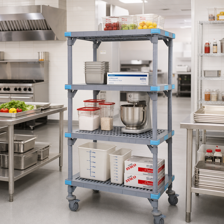 Product image #2 for Millenia 48"W x 21"D x 62"H Mobile Rust-Proof Polymer Shelving Starter Unit with 4 Shelves