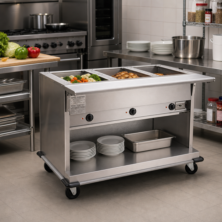 Product image #2 for Spec-Master PHT2CB-240 Portable Electric 2-Well Hot Food Table with Enclosed Base