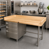Thumbnail image #2 for Advance Tabco 96-Inch Wood Top Bakers' Work Table with Left 3-Drawer Bank, 4-Inch Splashes, and Galvanized Base