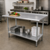 Thumbnail image #2 for Advance Tabco 84-Inch x 36-Inch 14-Gauge 304 Stainless Steel Work Table with Rear Upturn and Galvanized Undershelf