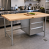 Thumbnail image #2 for John Boos 96-Inch x 30-Inch Northern Hard Rock Maple Wood Top Work Table with Open Cabinet Base and 3 Drawers