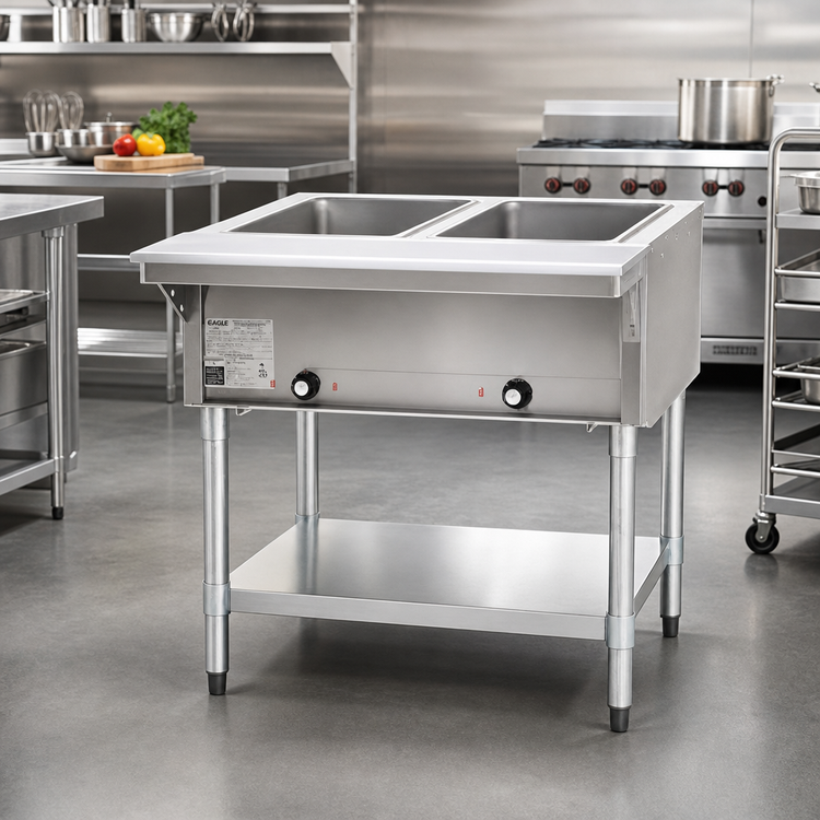 Product image #2 for Eagle Group 33-Inch Electric Hot Food Table with Open Base, (2) Dry Wells, 240V, 3-Phase
