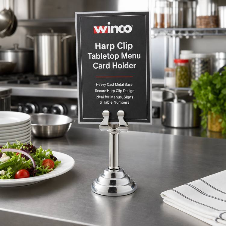 Product image #2 for Winco Harp Clip Tabletop Menu Card Holder with Heavy Cast Metal Base