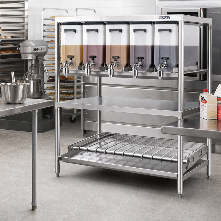 Product image #2 for Eagle Group Stainless Steel Drip Pan for Syrup Tank Rack, 48 x 24 Inches