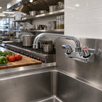 Thumbnail image #2 for John Boos PBF-W2-8LF Lead-Free Commercial Backsplash-Mount Faucet, 8-Inch Swing Spout, 4-Inch Centers, Ceramic Cartridges