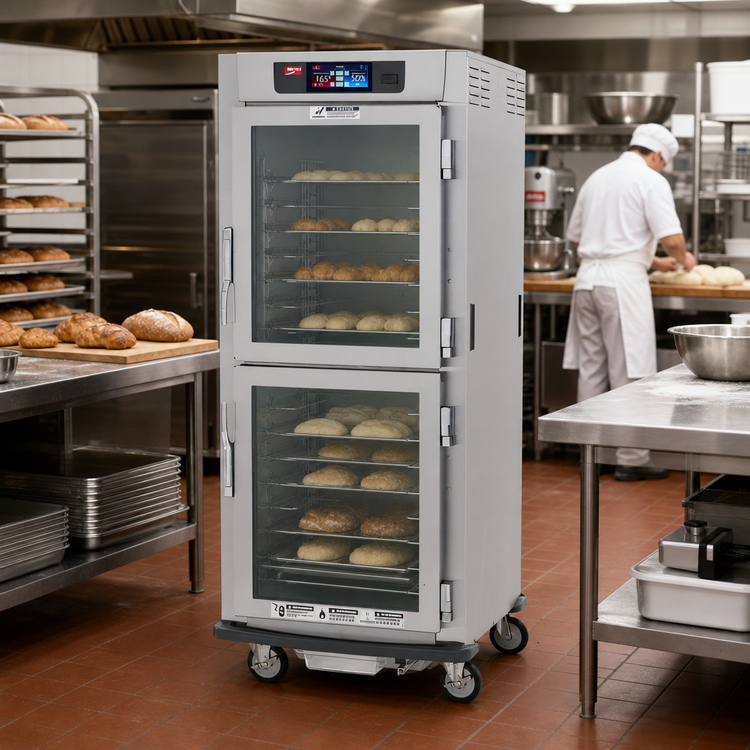 Product image #2 for Metro C5 9 Series Full-Height Mobile Controlled Humidity Heated Holding and Proofing Cabinet with Glass Dutch Doors and Universal Wire Slides