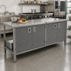 Thumbnail image #2 for John Boos EBHS4-24120 Stainless Steel Enclosed Work Table, 14-Gauge 300 Series Flat Top, Hinged-Door Cabinet Base, 120 x 24 Inches