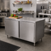Thumbnail image #2 for BK Resources 60-Inch x 24-Inch Single-Sided Stainless Steel Chef Table with Cabinet Base and Hinged Doors
