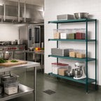 Thumbnail image #2 for Metro Super Erecta Pro PR-185474K3-A-4 Stationary Add-On Polymer Shelving Unit, 18" W x 54" D x 74" H, 4 Shelves, Green