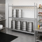 Thumbnail image #2 for Advance Tabco KR-80 3-Shelf Aluminum Keg Rack, 8-Keg Capacity, 80"W x 20"D x 76"H