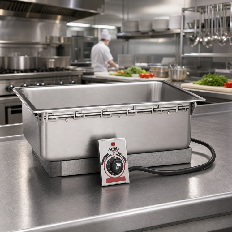 Product image #2 for APW Wyott TM-90DS Single-Well Drop-In Food Warmer with Drain, Thermostatic Control, 12 x 20 Inch Pan