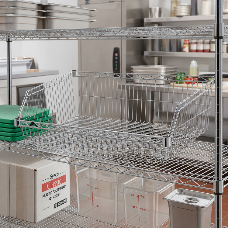 Product image #3 for Metro Super Erecta 60 x 24-Inch Hopper Style Chrome Plated Basket Shelf