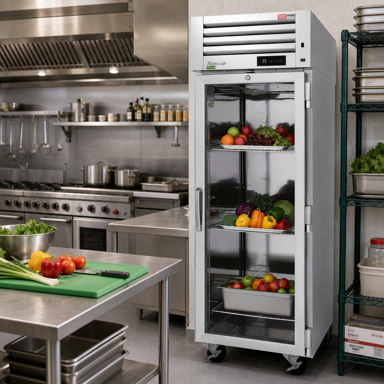 Product image #2 for Turbo Air PRO Series One-Section Reach-In Refrigerator with Glass Door, 25.73 Cu. Ft., Top-Mount Self-Contained, Stainless Steel