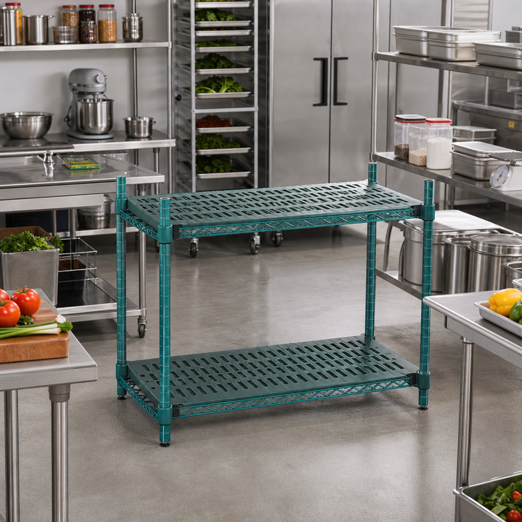 Product image #2 for QuadPlus 48 x 24 Inch Louvered Polymer Shelf Mat with Wire Frame
