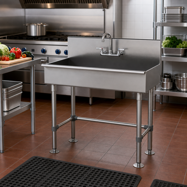 Product image #2 for Advance Tabco Freestanding Stainless Steel Service Sink with Faucet
