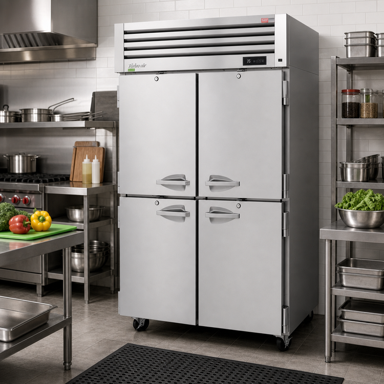 Product image #2 for Turbo Air PRO Series Two-Section Reach-In Refrigerator, 4 Solid Half Doors, 47.57 Cu. Ft.