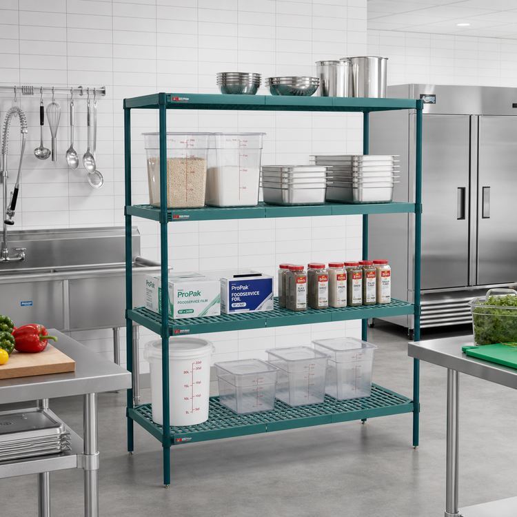 Product image #2 for Metro Super Erecta Pro 18 x 48 x 74 Inch Stationary Starter Unit with 4 Shelves and Removable Polymer Mats