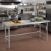 Thumbnail image #2 for Advance Tabco 120-Inch x 36-Inch 14-Gauge 304 Stainless Steel Open Base Work Table with Countertop Edge