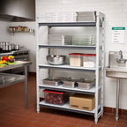 Thumbnail image #2 for Cambro Camshelving® Elements EXSK2142S5480 Universal Solid Shelf Kit, 21" x 42", 5-Shelf, Speckled Gray, Antimicrobial