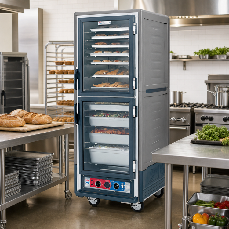 Product image #2 for Metro C5 3 Series Full-Height Mobile Heated Holding and Proofing Cabinet with Dutch Clear Polycarbonate Doors, Gray