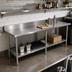 Thumbnail image #2 for John Boos Stallion 108-inch W x 24-inch D 16-Gauge 300 Series Stainless Steel Underbar Work Table with 5-inch Backsplash, Safety Edge and Galvanized Undershelf