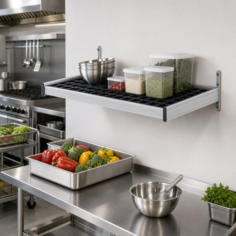 Product image #2 for Fermod Vented Wall-Mounted Shelf Unit, 42W x 18D, Aluminum