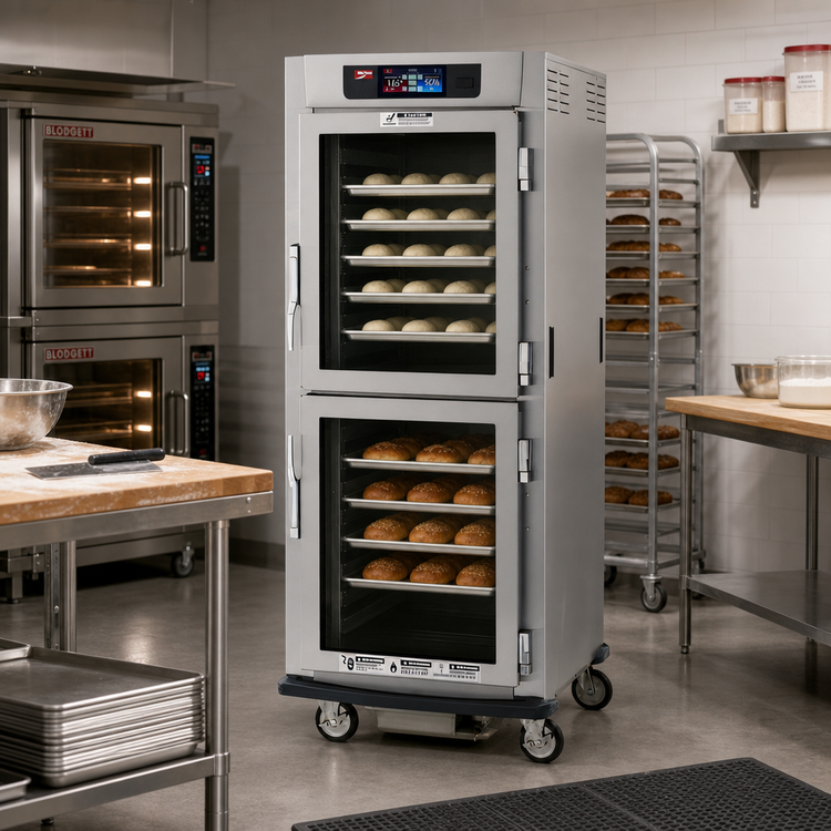 Product image #2 for Metro C5 9 Series Full-Height Pass-Thru Controlled Humidity Heated Holding & Proofing Cabinet with Glass and Solid Dutch Doors, 17-Pan