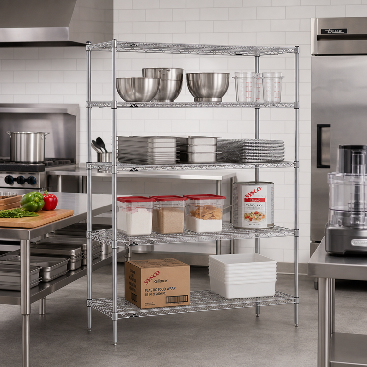 Product image #2 for Metro Super Erecta 54-Inch Wide x 21-Inch Deep x 63-Inch High 4-Shelf Wire Shelving Starter Unit