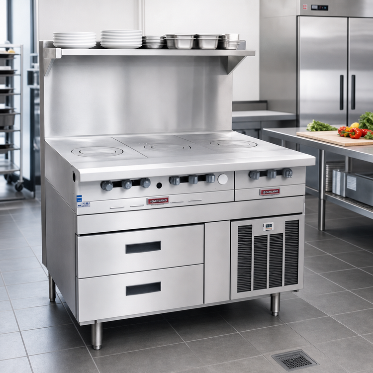Product image #2 for Garland Arctic Fire 68-Inch Two-Section Remote Refrigeration Freezer Base with 4 Self-Closing Drawers