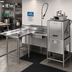 Thumbnail image #2 for Eagle Group Island Soiled Dishtable with Dish Landing Shelf and Pre-Rinse Sink, Right-to-Left