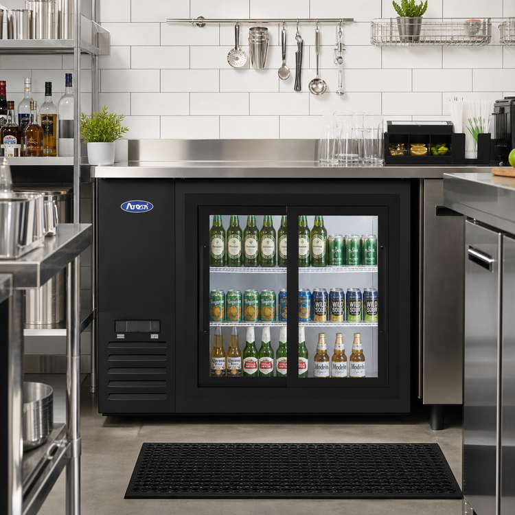 Product image #2 for Atosa 48-Inch Shallow Depth Two-Section Back Bar Cooler with Sliding Glass Doors