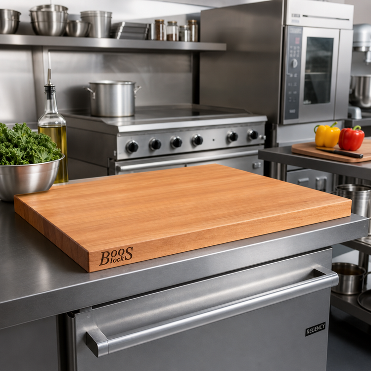 Product image #2 for Boos Block American Cherry Edge Grain Kitchen Countertop with Full-Length Rails, 24 x 25 x 1-1/2 Inch, Penetrating Oil Finish
