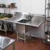 Thumbnail image #2 for Pro-Bowl Commercial 1-Compartment Stainless Steel Sink with Left and Right Drainboards