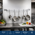 Thumbnail image #2 for Eagle Group 60 Inch Aluminum Wall Mount Single-Bar Pot Rack with 5 Double-Prong Hooks