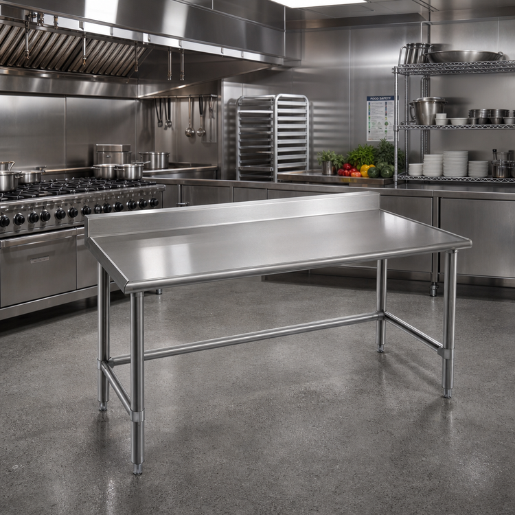 Product image #2 for Spec-Master Marine Series 14-Gauge Stainless Steel Work Table with Backsplash, 72 x 30 Inches