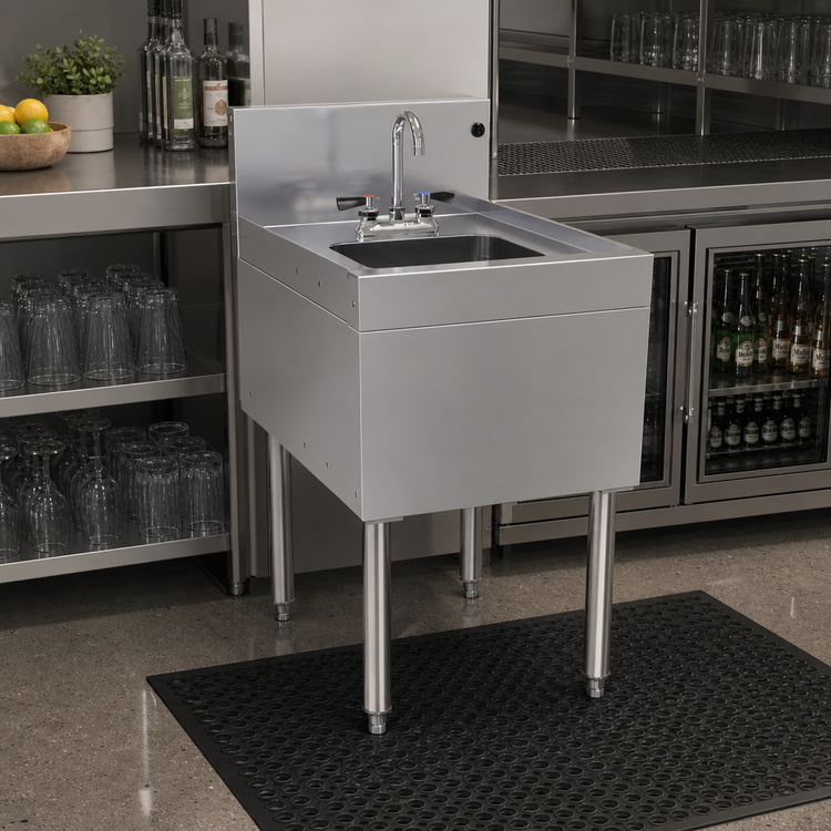 Product image #2 for Glastender Free Standing Underbar Hand Sink Unit with Deck-Mount Faucet, 18 Inch Wide Stainless Steel