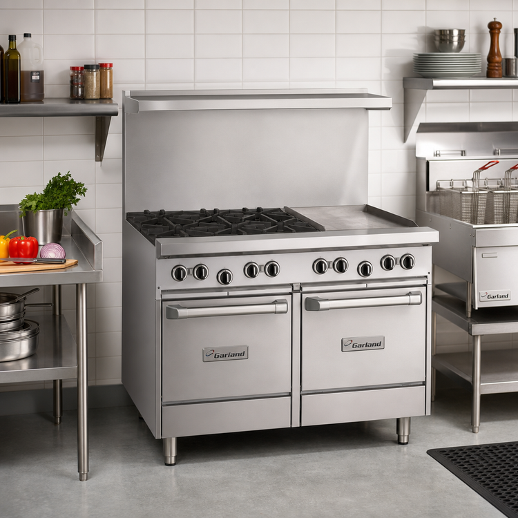 Product image #2 for Garland US Range U-Series 48-Inch Natural Gas Restaurant Range with 4 Open Burners, 24-Inch Griddle, Standard Oven, and Storage Base